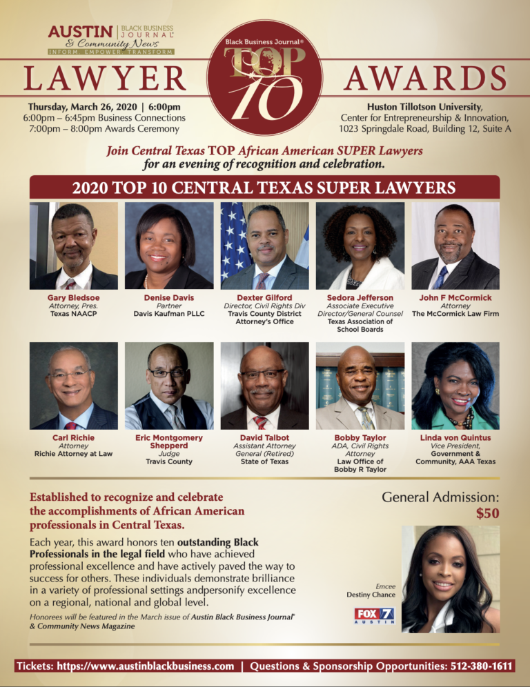 Austin Black Business Journal Kicks off 2020 by naming the Top Black